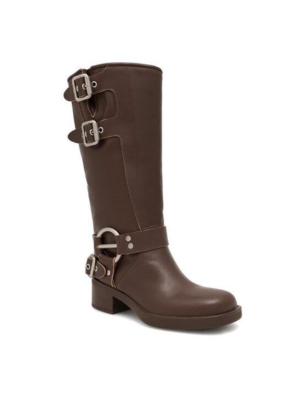 Badura Oficerki MANGUALDE-V1272-515 Brązowy. Brązowe kozaki damskie Badura, ze skóry, bez obcasa, na płaskiej podeszwie. Za 529.99 zł.