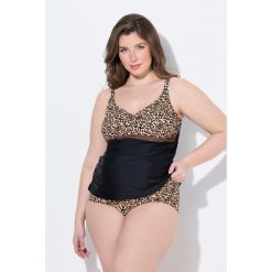 Damskie tankini Bellieva góra bez miękkich miseczek panterka. Brązowe bikini damskie Ulla Popken, plus size, bez wzorów, plus size. Za 179.99 zł.