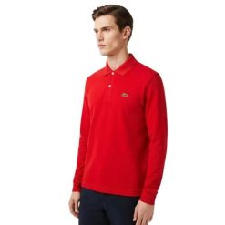 Koszulka męska Lacoste Polo Boy. Czerwone koszulki polo męskie Lacoste, m, bez wzorów, z bawełny, eleganckie, bez ramiączek. Za 317.00 zł.