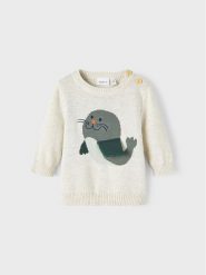 NAME IT Sweter 13209866 Szary Regular Fit. Szare swetry dla chłopców Name it, bez wzorów, z bawełny, bez kołnierzyka, bez kaptura. Za 119.99 zł.