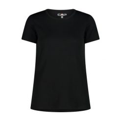 Koszulka damska turystyczna CMP 39T5676. Czarne koszulki sportowe damskie CMP, s, bez wzorów, bez kołnierzyka, bez ramiączek, na fitness i siłownię. W wyprzedaży za 41.99 zł.