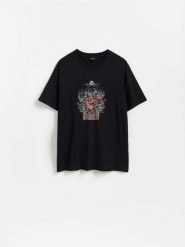 T-shirt Scooby Doo - czarny. Czarne t-shirty męskie Reserved, l, bez wzorów, z bawełny, bez kołnierzyka. Za 79.99 zł.