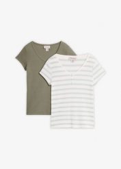 T-shirt z czystej bawełny organicznej (2 szt.). Białe t-shirty damskie bonprix, uniwersalny, bez wzorów, z bawełny, bez kołnierzyka. Za 49.98 zł.