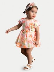 Mayoral Sukienka letnia 1909 Pomarańczowy Regular Fit. Brązowe sukienki dla dziewczynek Mayoral, na lato, bez wzorów, z syntetyku, bez ramiączek. Za 189.99 zł.