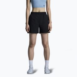 Spodenki do biegania damskie On 5" Core. Czarne szorty sportowe damskie On, l, bez wzorów, z elastanu, do biegania. Za 239.99 zł.