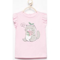T-shirt z falbankami - Różowy. T-shirty damskie marki bonprix. W wyprzedaży za 9.99 zł.