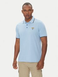 Aeronautica Militare Polo 251PO1308P82 Błękitny Regular Fit. Niebieskie koszulki polo męskie Aeronautica Militare, m, bez wzorów, z bawełny, bez ramiączek. Za 249.99 zł.