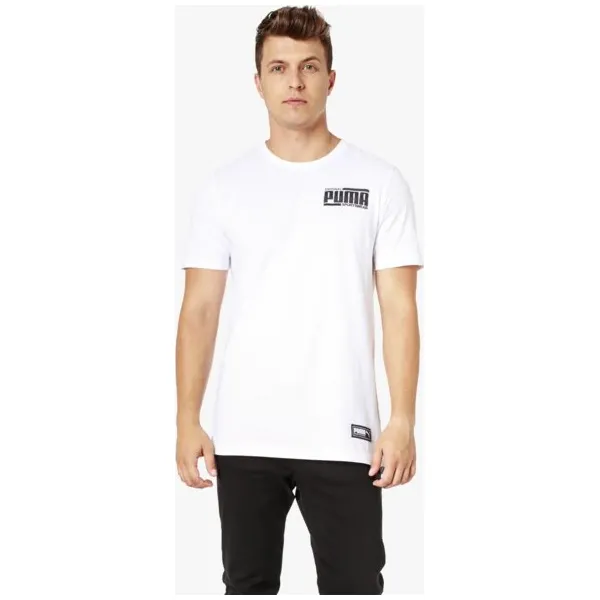 Puma Koszulka Ss Athletics Elevated , biały, rozmiar XL. Białe koszulki sportowe męskie Puma, m, bez wzorów, z materiału, bez kołnierzyka, bez ramiączek, climacool (adidas). W wyprzedaży za 79.99 zł.
