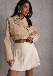 Białe Tenisowe Spódnico-Spodenki z Elastycznego Materiału Natennia. Białe szorty sportowe damskie Renee, l, bez wzorów, sportowe, tenisowe. Za 49.99 zł.