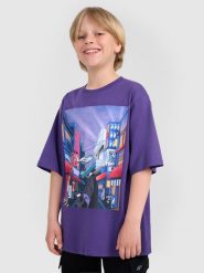 4F T-shirt oversize z nadrukiem chłopięcy - fioletowy 158 (12-13 lat). Fioletowe t-shirty dla chłopców 4f, bez wzorów, z bawełny, bez ramiączek. W wyprzedaży za 49.99 zł.