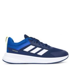 Sneakersy adidas. Niebieskie trampki i tenisówki chłopięce Adidas, bez wzorów, bez zapięcia. Za 239.99 zł.