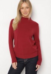 Bordowy Gładki Sweter z Półgolfem w Stylu Casual Unallia. Czerwone swetry damskie Born2be, m, bez wzorów, z jeansu, biznesowe, bez kołnierzyka, bez ramiączek, długie, bez kaptura. Za 59.99 zł.