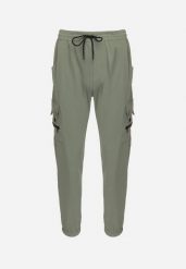 Ciemnozielone Spodnie Joggery z Ozdobnymi Kieszeniami na Napy Lessalia. Zielone spodnie materiałowe męskie Born2be, l, bez wzorów. Za 79.99 zł.