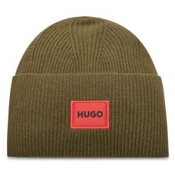 Czapka HUGO. Zielone czapki i kapelusze męskie Hugo, na zimę, bez wzorów. Za 269.99 zł.