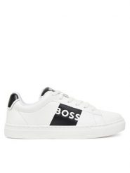 BOSS Sneakersy J51650 M Biały. Białe buty sportowe chłopięce Boss, bez wzorów, ze skóry, bez zapięcia. Za 319.99 zł.