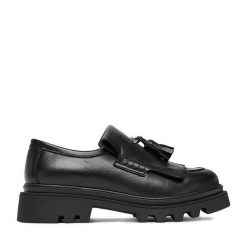 Loafersy Badura. Czarne półbuty damskie Badura, bez wzorów, bez obcasa, bez zapięcia. Za 219.99 zł.