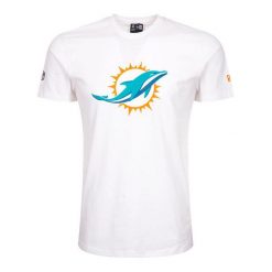 Koszulka Miami Dolphins NFL. Białe koszulki sportowe męskie New Era, xs, bez wzorów, z materiału, bez kołnierzyka, bez ramiączek, do piłki nożnej. Za 174.00 zł.