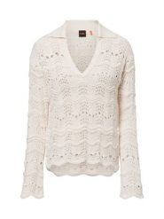 BOSS Orange sweter z dzianiny - Fyder Kobiety biały|beżowy, M. Białe swetry damskie Boss Orange, m, bez wzorów, z bawełny, bez kołnierzyka, bez ramiączek, bez kaptura. Za 599.95 zł.