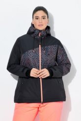 Damskie Kurtka performerska wodoodporna dwukierunkowy zamek błyskawiczny kaptur. Czarne kurtki damskie Ulla Popken, plus size, bez wzorów, z materiału, z kapturem. Za 739.99 zł.