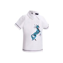 Koszulka polo jeździecka PL500 dla maluchów. Białe bluzki dla dziewczynek FOUGANZA, polo, z krótkim rękawem. Za 44.99 zł.