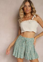 Jasnozielone Luźne Szorty z Wiskozy High Waist z Gumką w Talii Yoladia. Zielone szorty damskie Renee, na lato, s, bez wzorów, z materiału, z podwyższonym stanem. Za 14.99 zł.