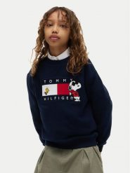Tommy Hilfiger Bluza Peanuts KS0KS00764 Granatowy Regular Fit. Niebieskie bluzy dla chłopców Tommy Hilfiger, bez wzorów, z bawełny, bez ramiączek, bez kaptura. Za 369.99 zł.