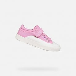 Buty GEOX J TIPPESTE DK Rose. Czerwone obuwie sportowe damskie Geox, bez wzorów, z tkaniny, na fitness i siłownię. Za 173.99 zł.