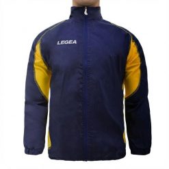 Kurtka przeciwdeszczowa Storm dla mężczyzn do biegania niebiesko-żółta. Niebieskie kurtki męskie Legea, m, bez wzorów. W wyprzedaży za 60.00 zł.