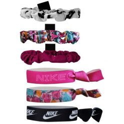 N1003666906OS Opaska Do Włosów (zestaw 6 Sztuk). Czarne czapki i kapelusze damskie Nike, bez wzorów, sportowe. Za 136.99 zł.