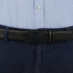Pasek męski skórzany 3,5 cm klamra automatyczna Beltimore czarny 02-563 : Kolory - czarny, Rozmiar pasków - r.110-125 cm. Czarne paski damskie bez wzorów, ze skóry, wizytowe. Za 64.99 zł.