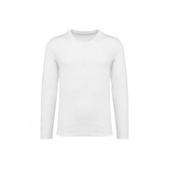 Koszulka z długim rękawem Suprima v-neck Kariban Premium. Białe bluzki z długim rękawem męskie KARIBAN, m, bez wzorów, z bawełny, bez kołnierzyka. Za 131.50 zł.