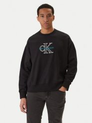 Calvin Klein Jeans Bluza Premium Monologo LV04RE200G Czarny Regular Fit. Czarne bluzy męskie Calvin Klein Jeans, l, bez wzorów, z bawełny, bez kaptura. Za 489.99 zł.