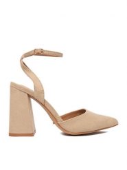 DeeZee Czółenka CEO-CD25-039-1 Beżowy. Brązowe czółenka damskie DeeZee, bez wzorów, z materiału, bez obcasa, bez zapięcia. Za 139.99 zł.