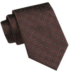 Klasyczny, Szeroki Krawat Męski CHATTIER - Brązowy, Geometryczny Wzór. Brązowe krawaty i muchy Chattier, bez wzorów, z tkaniny, eleganckie. Za 49.00 zł.