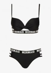 Czarne Bikini Ozdobione Paseczkami i Napisami Zaralia. Czarne bikini damskie Born2be, na lato, z aplikacjami. Za 64.99 zł.