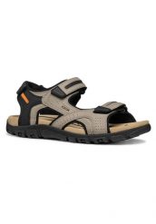 Sandały GEOX UOMO SANDAL STRADA Brązowy. Brązowe sandały męskie Geox, z materiału, bez zapięcia. Za 263.99 zł.