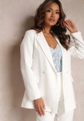 Biała Marynarka Dwurzędowa Tanou. Białe żakiety damskie Renee, l, bez wzorów, eleganckie. Za 129.99 zł.