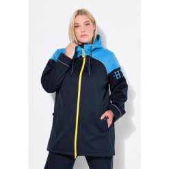 Damskie Długa kurtka softshell hydrofobowa 2-kierunkowy zamek błyskawiczny. Niebieskie kurtki damskie Ulla Popken, plus size, bez wzorów, z materiału, bez kaptura. W wyprzedaży za 479.99 zł.