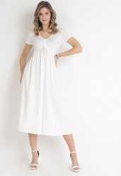 Biała Sukienka Ionene. Białe sukienki damskie Born2be, na co dzień, na lato, l, bez wzorów, bez kołnierzyka, bez ramiączek, midi, proste. Za 119.99 zł.