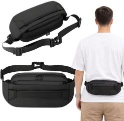 Verk Nerka męska saszetka biodrowa na pas torba sportowa regulowana czarna. Czarne saszetki męskie Verk, bez wzorów, małe. Za 45.21 zł.