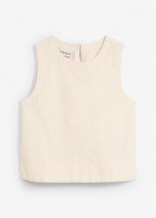 Top bluzkowy z chłodzącego materiału z lnem. Brązowe t-shirty i topy dla dziewczynek bonprix, bez wzorów, bez ramiączek. Za 59.99 zł.