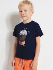 Mayoral T-Shirt 3014 Granatowy Regular Fit. Niebieskie t-shirty dla chłopców Mayoral, bez wzorów, z bawełny, bez ramiączek. Za 49.99 zł.