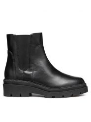 Geox Sztyblety D Felleny D46XEC 043NH C9999 Czarny. Czarne botki damskie Geox, z materiału, bez obcasa, na płaskiej podeszwie, bez zapięcia. Za 519.99 zł.