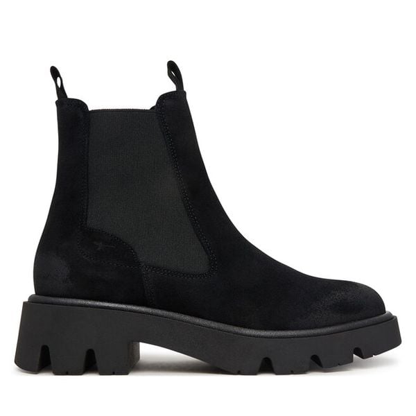 Sztyblety Tamaris. Czarne botki damskie Tamaris, bez obcasa, na płaskiej podeszwie, bez zapięcia. Za 484.99 zł.