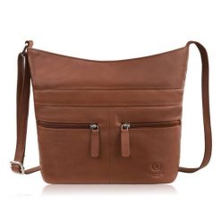 Torebka damska skórzana na ramię pojemna koniakowa Paolo Peruzzi AY-23-CG. Torby na ramię damskie bez wzorów, z materiału, biznesowe, bez dodatków. Za 219.00 zł.