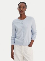 Tommy Hilfiger Kardigan WW0WW42370 Błękitny Regular Fit. Niebieskie kardigany damskie Tommy Hilfiger, xs, bez wzorów, z syntetyku, bez kołnierzyka, bez ramiączek, bez kaptura. Za 489.99 zł.