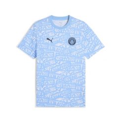 Męska koszulka Manchester City FtblCulture z nadrukiem na całej powierzchni PUMA. Białe koszulki sportowe męskie Puma, l, bez wzorów, bez kołnierzyka, bez ramiączek, do piłki nożnej. Za 159.00 zł.