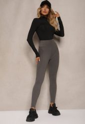Ciemnoszare Legginsy High Waist z Metaliczną Ozdobą Batila. Szare legginsy damskie Renee, l, z aplikacjami, z jeansu. Za 29.99 zł.