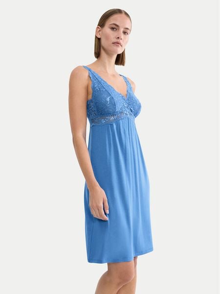 Triumph Koszula nocna Timeless Sensuality 10227238 Niebieski Regular Fit. Niebieskie koszule nocne damskie Triumph, bez wzorów, bez ramiączek. Za 189.99 zł.