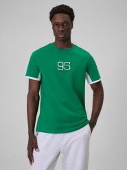 4F T-shirt regular z nadrukiem męski - zielony XXL. Zielone t-shirty męskie 4f, m, bez wzorów, z bawełny, bez kołnierzyka. Za 79.99 zł.